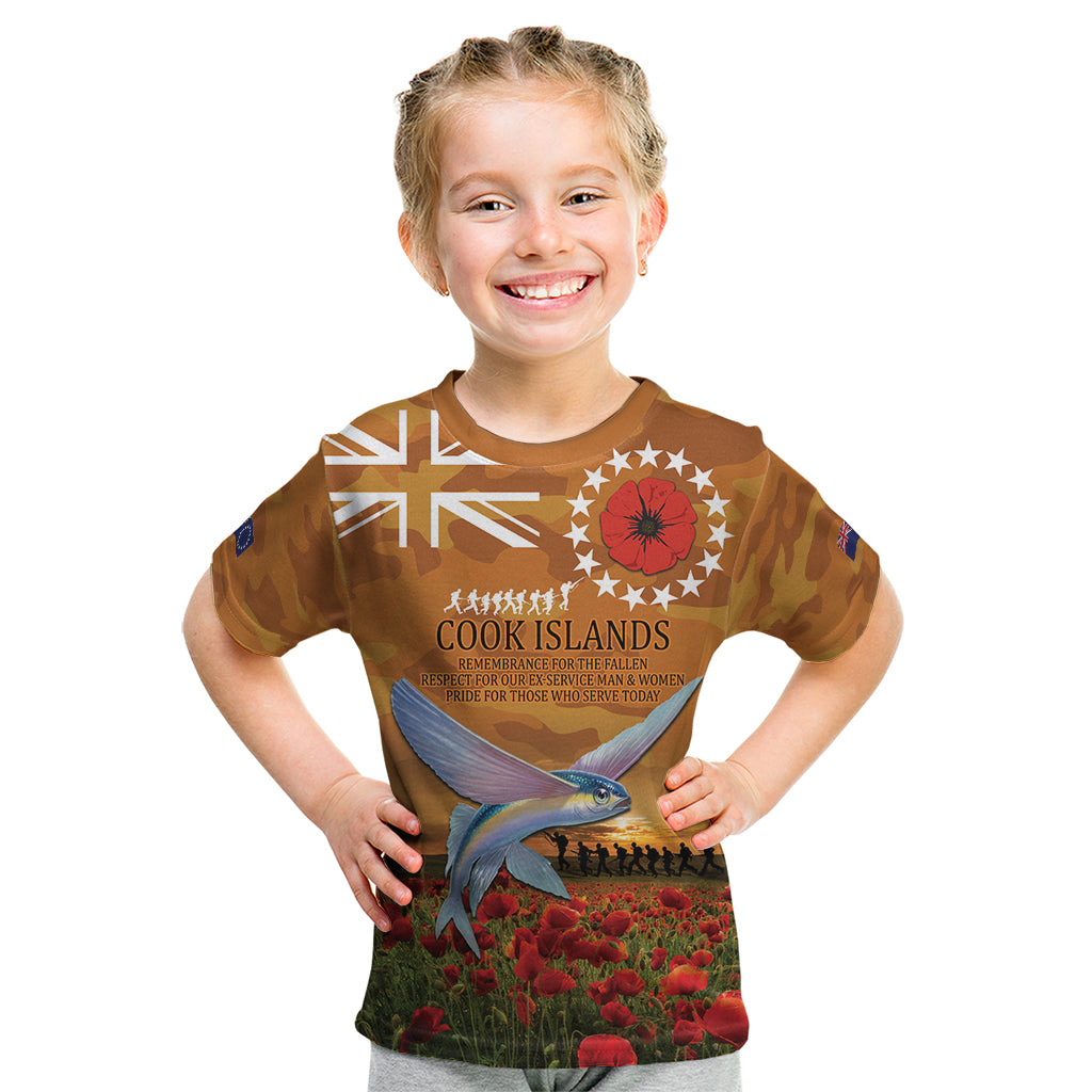 Cook Islands ANZAC Day Personalised Kid T Shirt with Poppy Field LT9 Art - Polynesian Pride