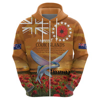 Cook Islands ANZAC Day Personalised Zip Hoodie with Poppy Field LT9 - Polynesian Pride