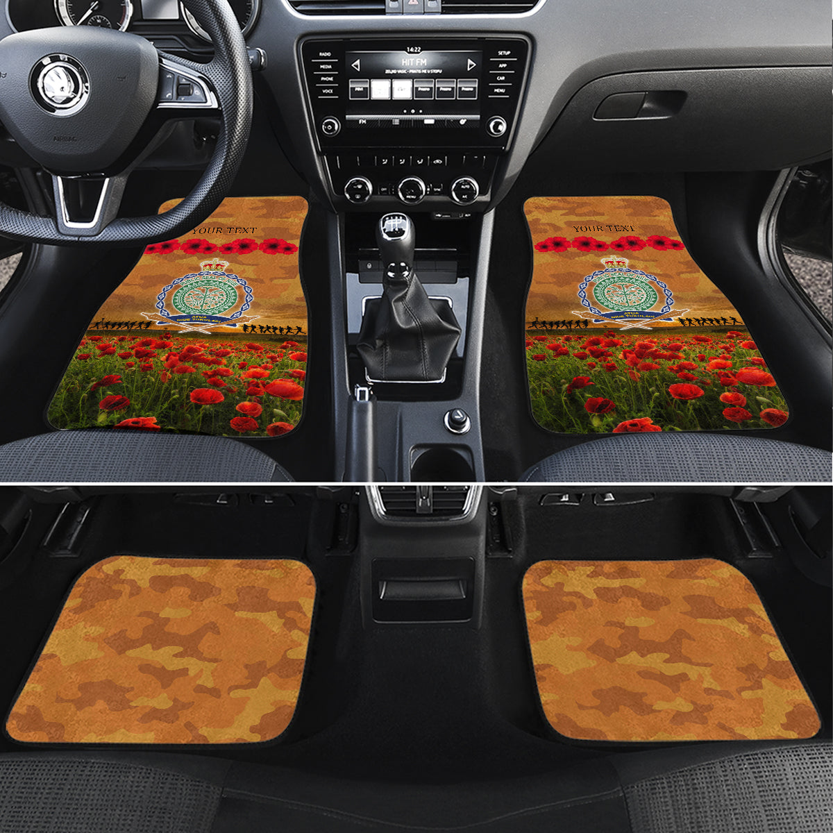 Niue ANZAC Day Personalised Car Mats with Poppy Field LT9 Art - Polynesian Pride