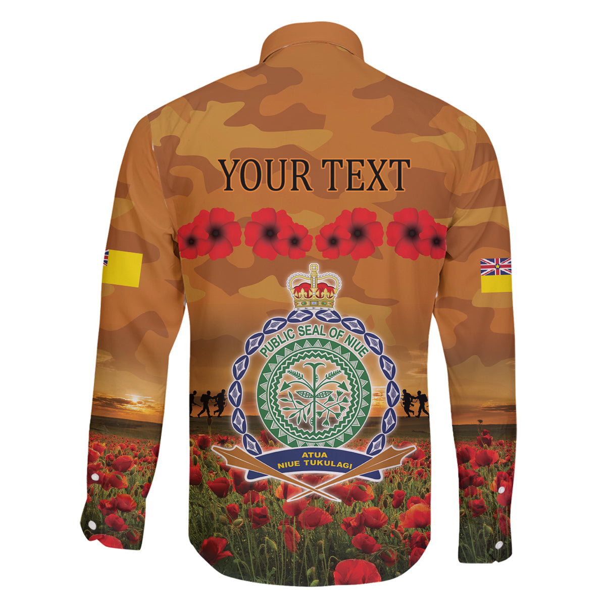 Niue ANZAC Day Personalised Family Matching Off Shoulder Short Dress and Hawaiian Shirt with Poppy Field LT9 - Polynesian Pride