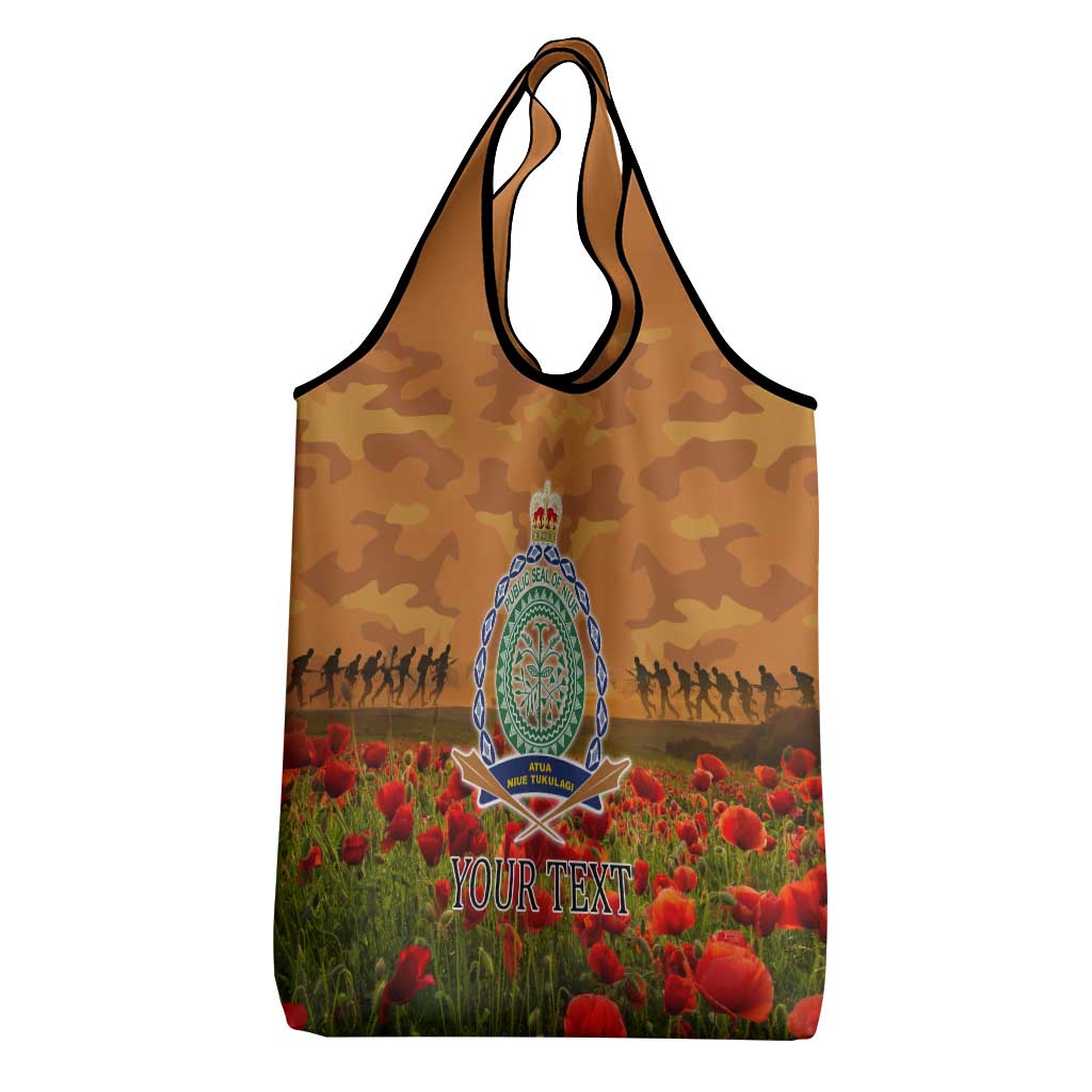 Niue ANZAC Day Personalised Grocery Bag with Poppy Field LT9 - Polynesian Pride