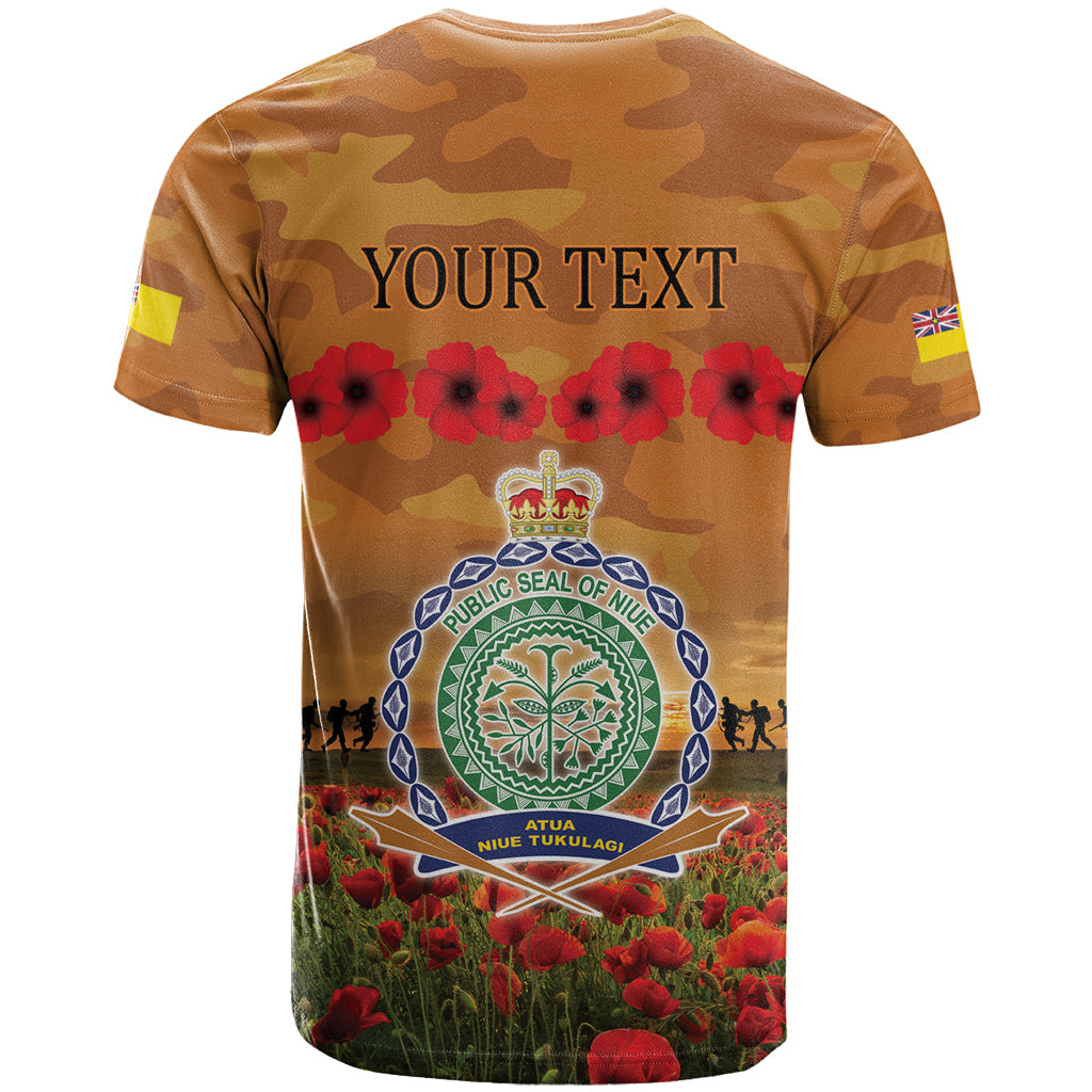 Niue ANZAC Day Personalised T Shirt with Poppy Field LT9 - Polynesian Pride