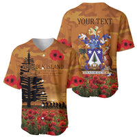 Norfolk Island ANZAC Day Personalised Baseball Jersey with Poppy Field LT9 - Polynesian Pride