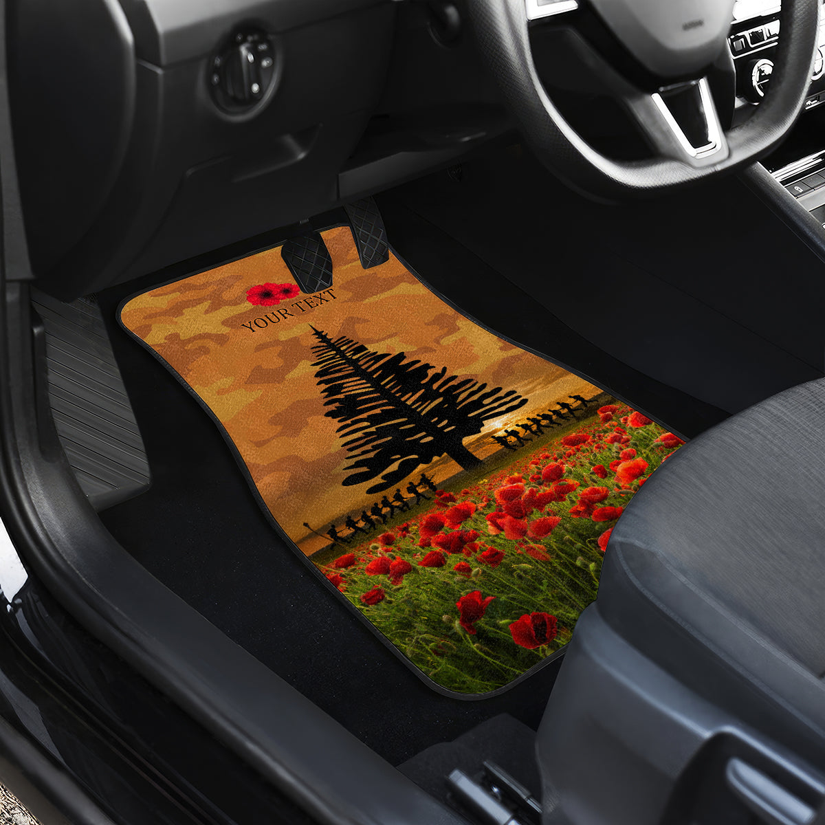 Norfolk Island ANZAC Day Personalised Car Mats with Poppy Field LT9 - Polynesian Pride