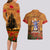 Norfolk Island ANZAC Day Personalised Couples Matching Long Sleeve Bodycon Dress and Hawaiian Shirt with Poppy Field LT9 - Polynesian Pride