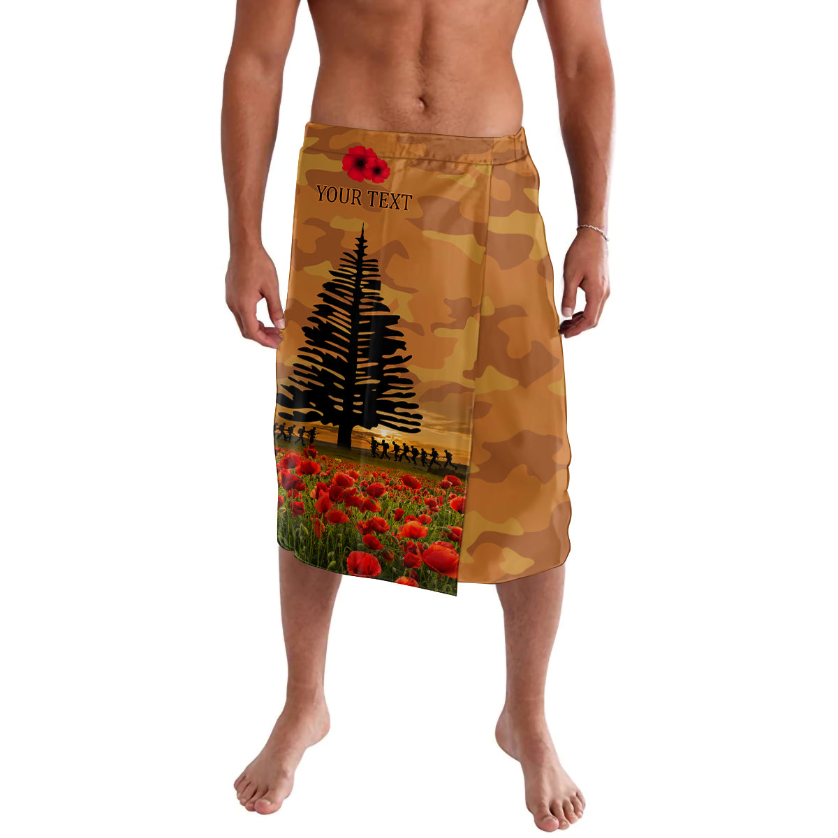 Norfolk Island ANZAC Day Personalised Lavalava with Poppy Field LT9 Art - Polynesian Pride