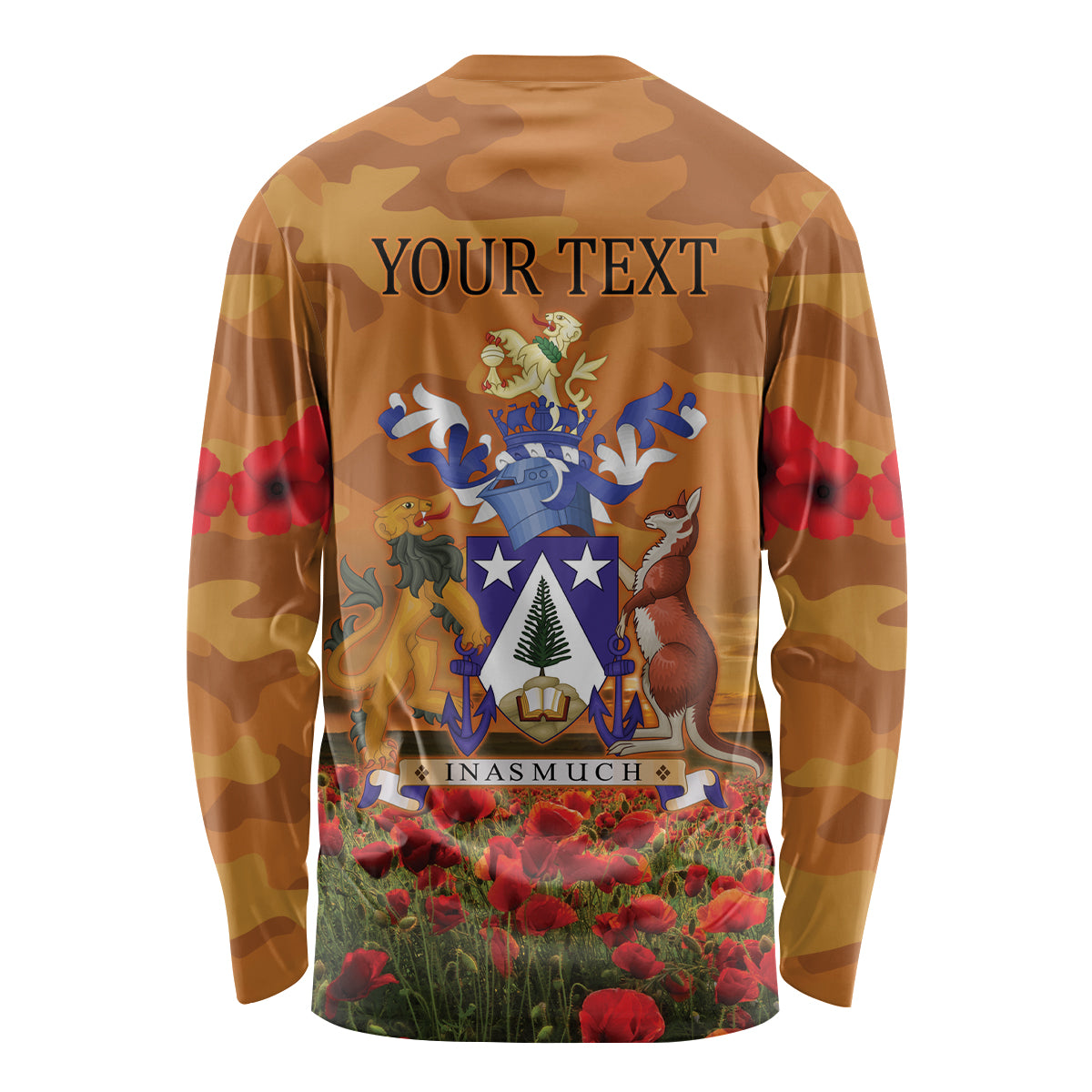 Norfolk Island ANZAC Day Personalised Long Sleeve Shirt with Poppy Field LT9 - Polynesian Pride
