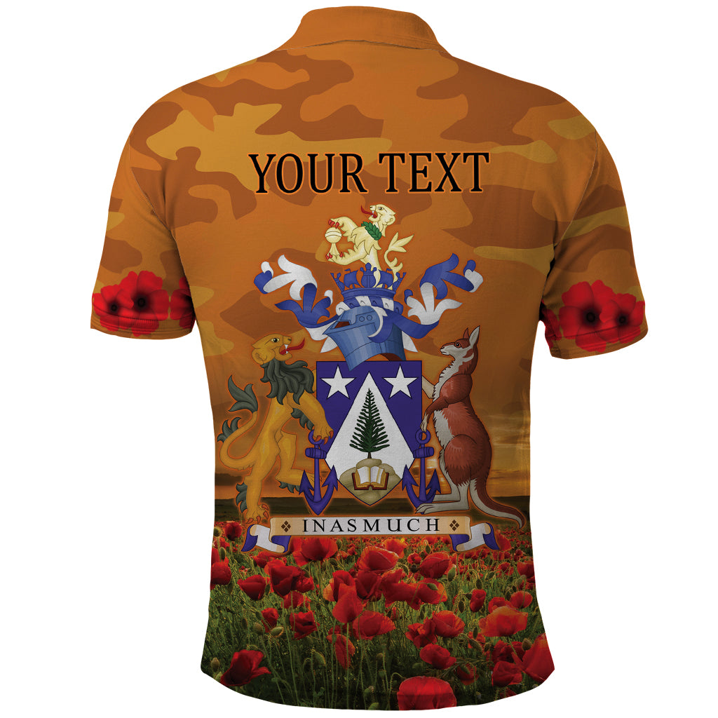 Norfolk Island ANZAC Day Personalised Polo Shirt with Poppy Field LT9 - Polynesian Pride