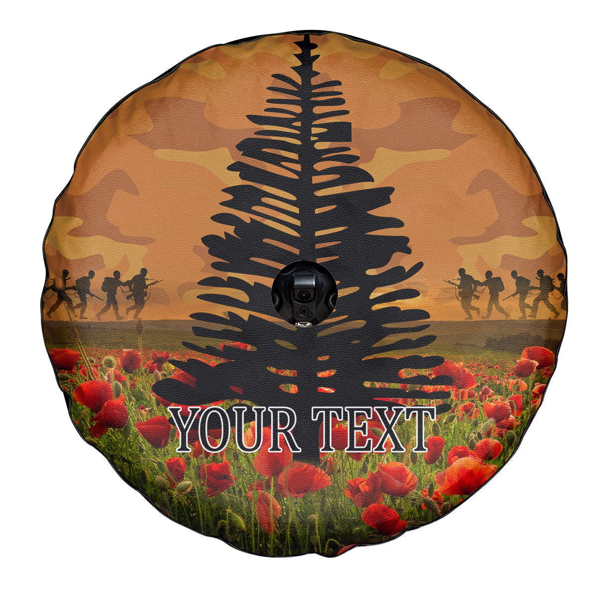 Norfolk Island ANZAC Day Personalised Spare Tire Cover with Poppy Field LT9 - Polynesian Pride