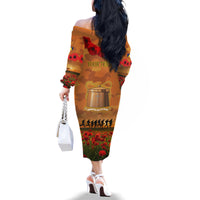Tokelau ANZAC Day Personalised Family Matching Off Shoulder Long Sleeve Dress and Hawaiian Shirt with Poppy Field LT9 - Polynesian Pride