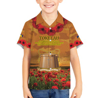 Tokelau ANZAC Day Personalised Family Matching Summer Maxi Dress and Hawaiian Shirt with Poppy Field LT9 Son's Shirt Art - Polynesian Pride