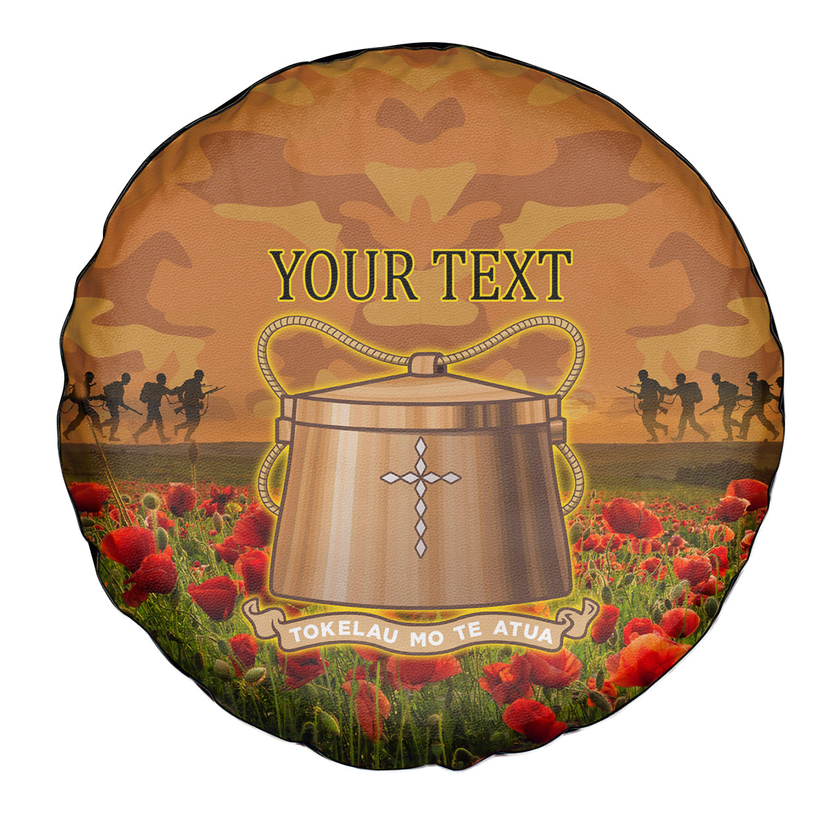 Tokelau ANZAC Day Personalised Spare Tire Cover with Poppy Field LT9 - Polynesian Pride