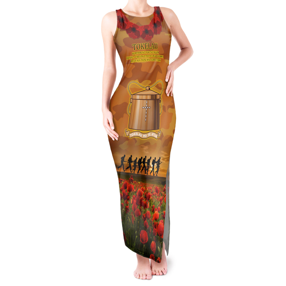 Tokelau ANZAC Day Personalised Tank Maxi Dress with Poppy Field LT9 Women Art - Polynesian Pride