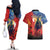 Tonga ANZAC Day Personalised Couples Matching Off The Shoulder Long Sleeve Dress and Hawaiian Shirt Soldier Te Tau Manatui Kinautolu with Poppy Field LT9 - Polynesian Pride