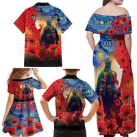 Tonga ANZAC Day Personalised Family Matching Off Shoulder Maxi Dress and Hawaiian Shirt Soldier Te Tau Manatui Kinautolu with Poppy Field LT9 - Polynesian Pride