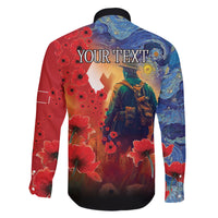 Tonga ANZAC Day Personalised Family Matching Off Shoulder Maxi Dress and Hawaiian Shirt Soldier Te Tau Manatui Kinautolu with Poppy Field LT9 - Polynesian Pride