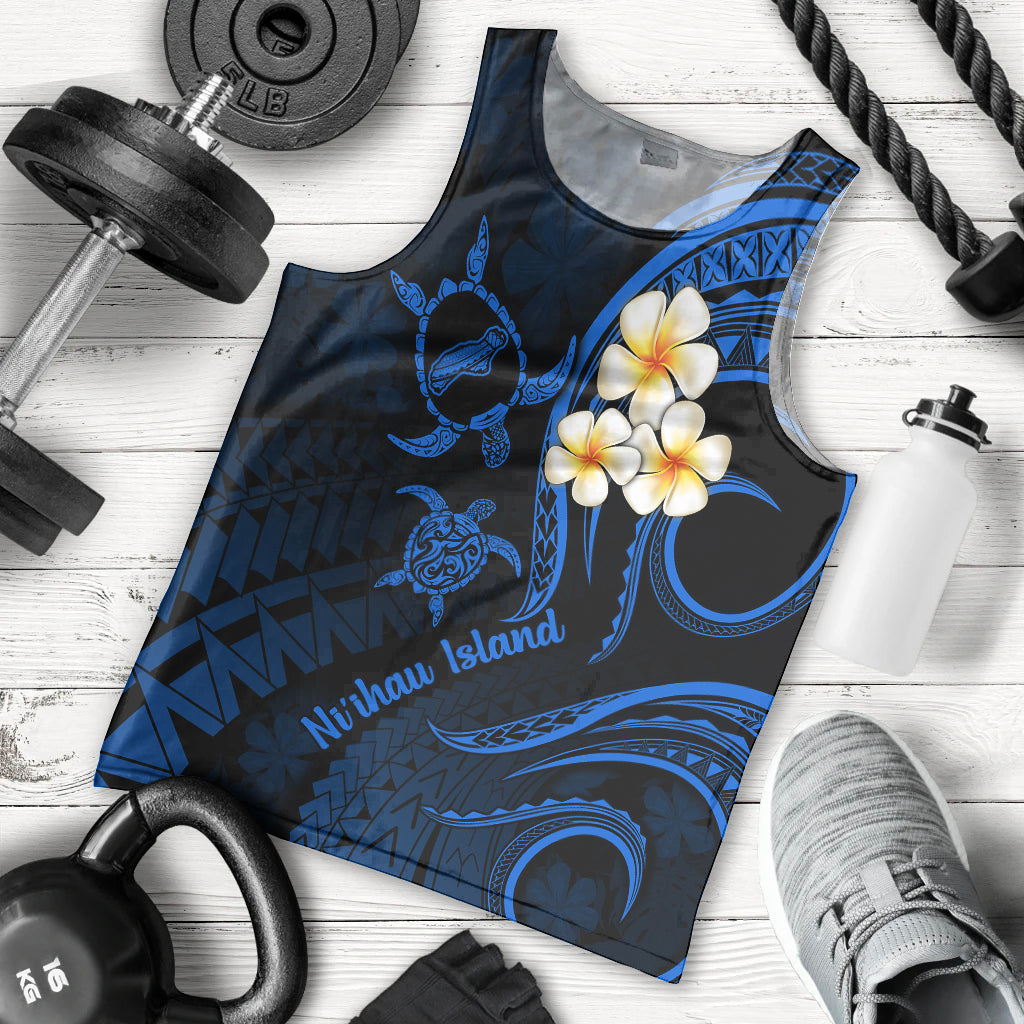 Hawaii Men Tank Top Niihau Islands Polynesian Sunset Plumeria Blue Vibe LT9 Blue - Polynesian Pride