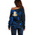 Hawaii Off Shoulder Sweater Niihau Islands Polynesian Sunset Plumeria Blue Vibe LT9 - Polynesian Pride