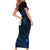 Hawaii Short Sleeve Bodycon Dress Niihau Islands Polynesian Sunset Plumeria Blue Vibe LT9 - Polynesian Pride