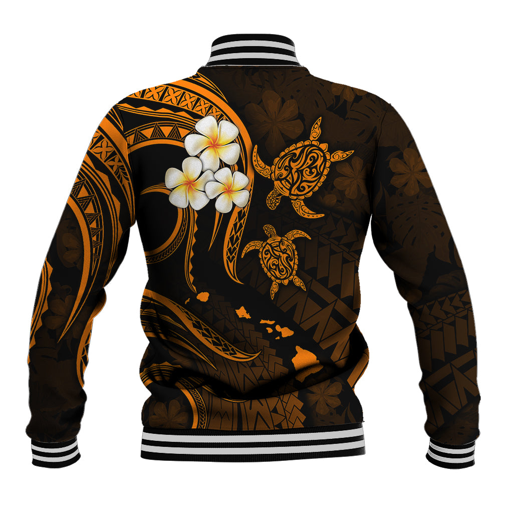 Hawaii Baseball Jacket Niihau Islands Polynesian Sunset Plumeria Gold Vibe LT9 - Polynesian Pride