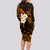 Hawaii Long Sleeve Bodycon Dress Niihau Islands Polynesian Sunset Plumeria Gold Vibe LT9 - Polynesian Pride