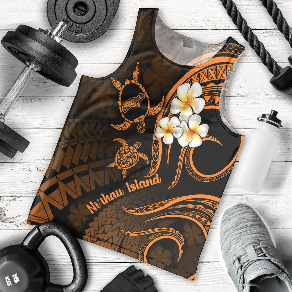 Hawaii Men Tank Top Niihau Islands Polynesian Sunset Plumeria Gold Vibe LT9 Gold - Polynesian Pride