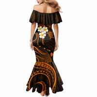 Hawaii Mermaid Dress Niihau Islands Polynesian Sunset Plumeria Gold Vibe LT9 - Polynesian Pride