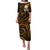 Hawaii Puletasi Niihau Islands Polynesian Sunset Plumeria Gold Vibe LT9 Long Dress Gold - Polynesian Pride