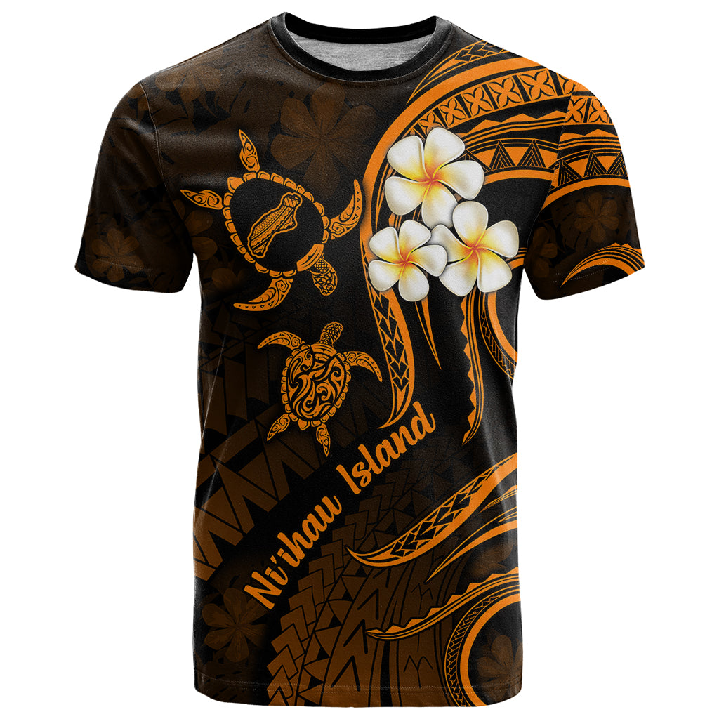 Hawaii T Shirt Niihau Islands Polynesian Sunset Plumeria Gold Vibe LT9 Gold - Polynesian Pride