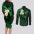 Hawaii Couples Long Sleeve Bodycon Dress and Long Sleeve Button Shirts Niihau Islands Polynesian Sunset Plumeria Green Vibe LT9 - Polynesian Pride