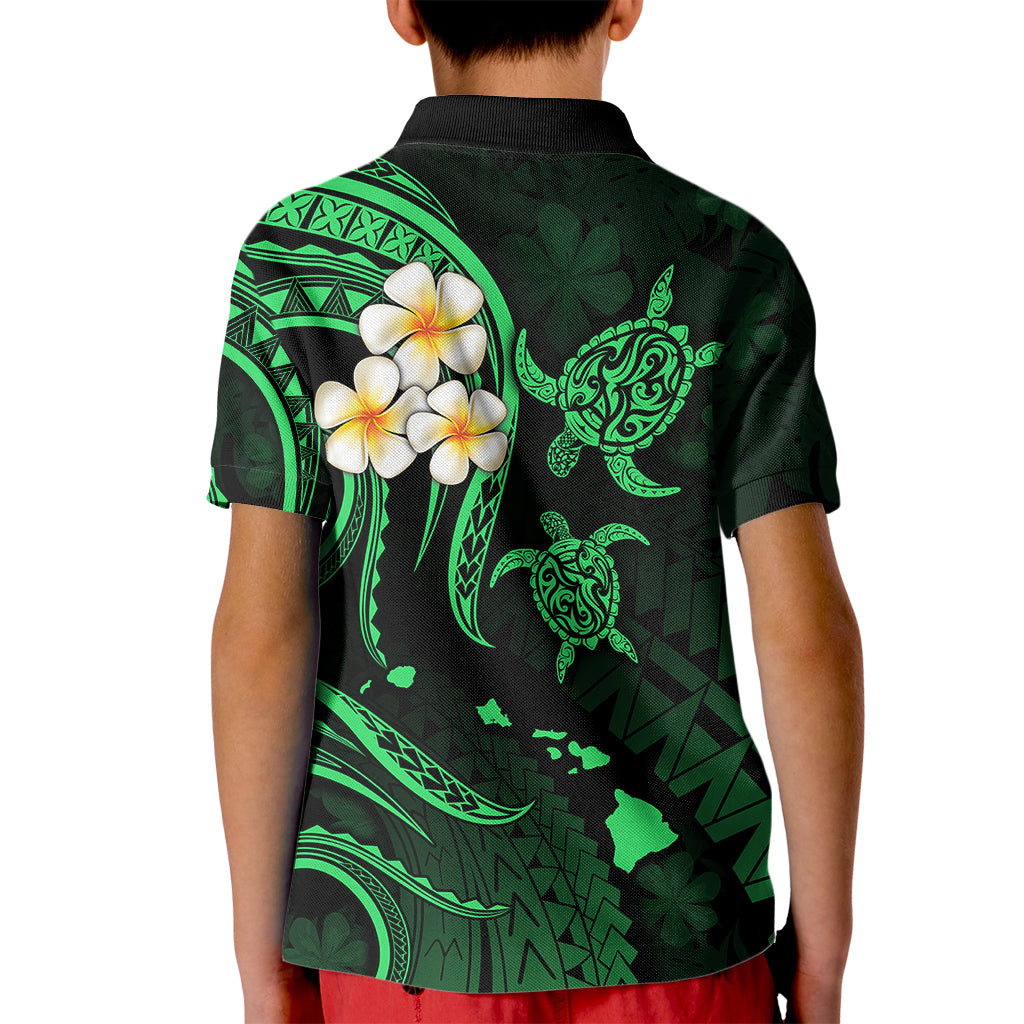 Hawaii Kid Polo Shirt Niihau Islands Polynesian Sunset Plumeria Green Vibe LT9 - Polynesian Pride