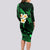 Hawaii Long Sleeve Bodycon Dress Niihau Islands Polynesian Sunset Plumeria Green Vibe LT9 - Polynesian Pride