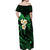 Hawaii Off Shoulder Maxi Dress Niihau Islands Polynesian Sunset Plumeria Green Vibe LT9 - Polynesian Pride