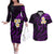 Polynesian Hawaii Couples Off The Shoulder Long Sleeve Dress and Hawaiian Shirt Niihau Islands with Pacific Plumeria Purple Vibe LT9 Purple - Polynesian Pride