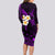 Polynesian Hawaii Long Sleeve Bodycon Dress Niihau Islands with Pacific Plumeria Purple Vibe LT9 - Polynesian Pride