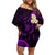 Polynesian Hawaii Off Shoulder Short Dress Niihau Islands with Pacific Plumeria Purple Vibe LT9 Women Purple - Polynesian Pride