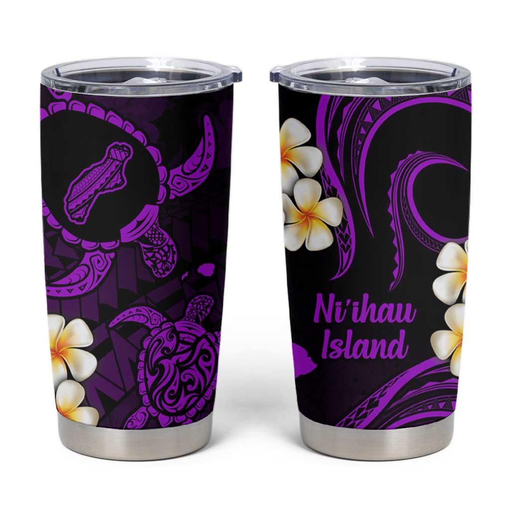 Hawaii Ni'ihau Islands Pacific Plumeria Tumbler Cup Purple Polynesian Tattoo