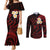 Polynesian Hawaii Couples Mermaid Dress and Long Sleeve Button Shirts Niihau Islands with Pacific Plumeria Red Vibe LT9 Red - Polynesian Pride