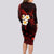 Polynesian Hawaii Long Sleeve Bodycon Dress Niihau Islands with Pacific Plumeria Red Vibe LT9 - Polynesian Pride