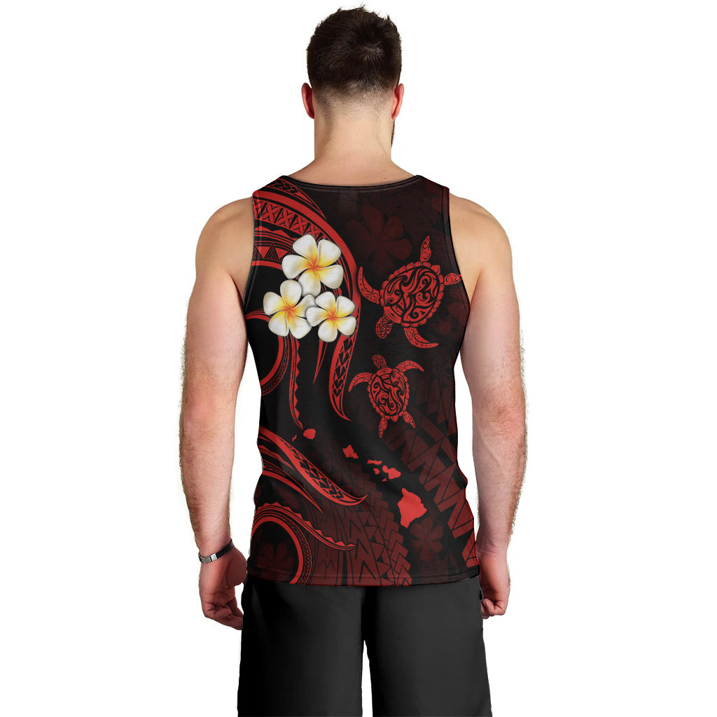 Polynesian Hawaii Men Tank Top Niihau Islands with Pacific Plumeria Red Vibe LT9 - Polynesian Pride