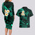 Polynesian Hawaii Couples Long Sleeve Bodycon Dress and Hawaiian Shirt Niihau Islands with Pacific Plumeria Turquoise Vibe LT9 - Polynesian Pride