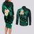 Polynesian Hawaii Couples Long Sleeve Bodycon Dress and Long Sleeve Button Shirts Niihau Islands with Pacific Plumeria Turquoise Vibe LT9 - Polynesian Pride