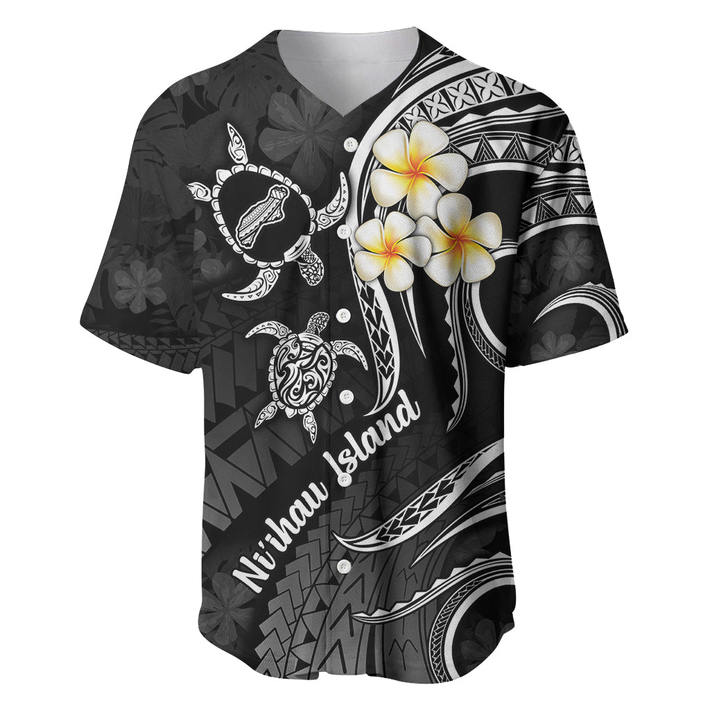 Polynesian Hawaii Baseball Jersey Niihau Islands with Pacific Plumeria White Vibe LT9 White - Polynesian Pride