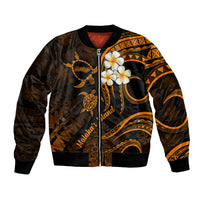 Hawaii Bomber Jacket Molokai Islands Polynesian Sunset Plumeria Gold Vibe LT9 Unisex Gold - Polynesian Pride