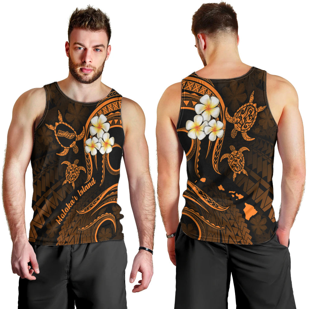 Hawaii Men Tank Top Molokai Islands Polynesian Sunset Plumeria Gold Vibe LT9 - Polynesian Pride