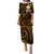 Hawaii Puletasi Molokai Islands Polynesian Sunset Plumeria Gold Vibe LT9 Long Dress Gold - Polynesian Pride