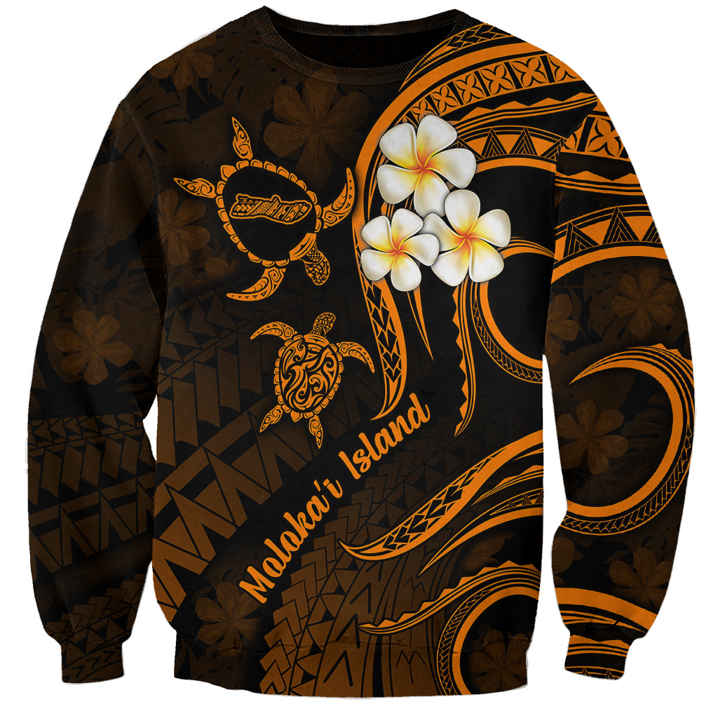 Hawaii Sweatshirt Molokai Islands Polynesian Sunset Plumeria Gold Vibe LT9 Unisex Gold - Polynesian Pride