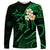 Hawaii Long Sleeve Shirt Molokai Islands Polynesian Sunset Plumeria Green Vibe LT9 Unisex Green - Polynesian Pride