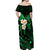 Hawaii Off Shoulder Maxi Dress Molokai Islands Polynesian Sunset Plumeria Green Vibe LT9 - Polynesian Pride