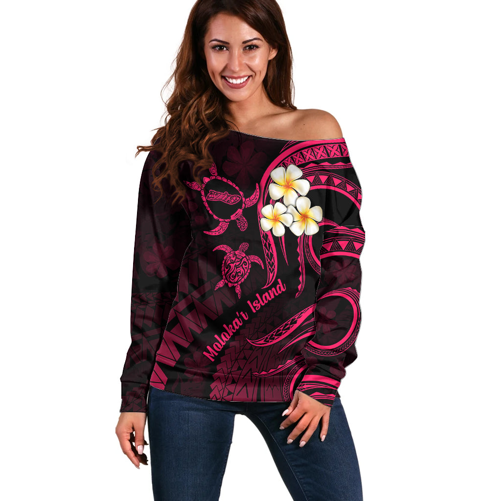 Hawaii Off Shoulder Sweater Molokai Islands Polynesian Sunset Plumeria Pink Vibe LT9 Women Pink - Polynesian Pride